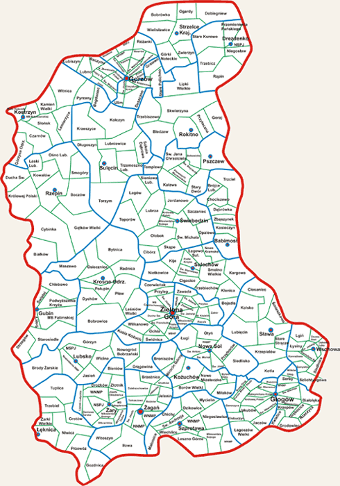 Mapa Diecezji Zielonogórsko-Gorzowskiej